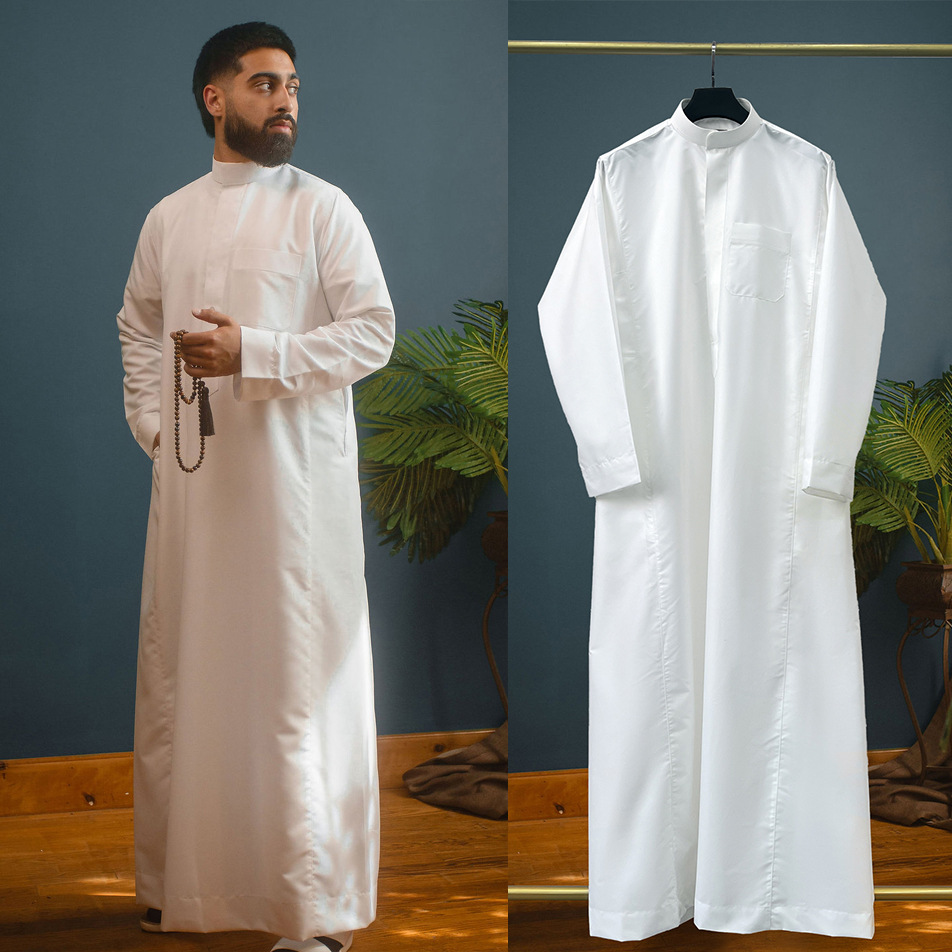 Dubai Men'S Fashion - ثوب رجالي إسلامي بسحاب، جلابية، رداء