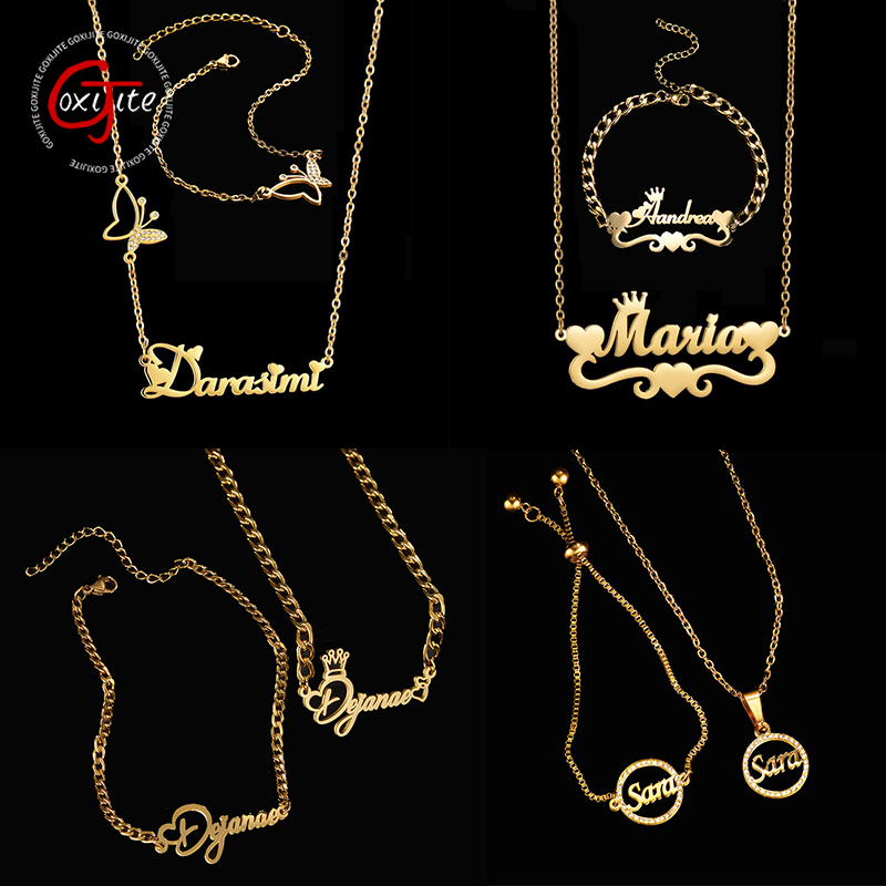 Men'S Fashion Jewelry Bracelets - Goxijite تخصيص اسم قلادة مجموعة الفولاذ