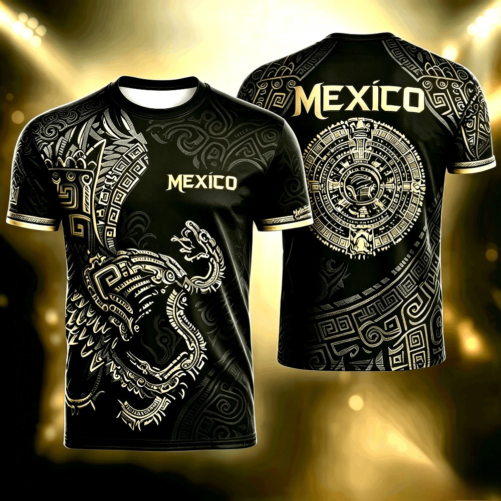 Mens Fashion Mexico - قميص صيفي بطباعة المكسيك للرجال، تي
