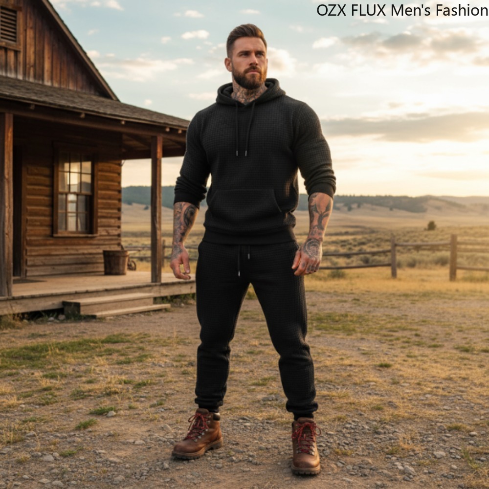 Men'S Fashion All Black Outfit - طقم رياضي رجالي خفيف الوزن من