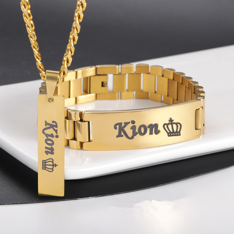 Men'S Fashion Jewelry Bracelets - اسم مخصص مجموعة مجوهرات قلادة للرجال