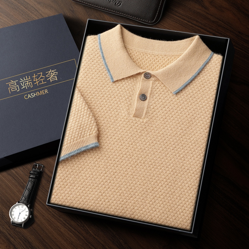 Mens Fashion Jumpers - سترة كشمير قصيرة الأكمام للرجال، قميص